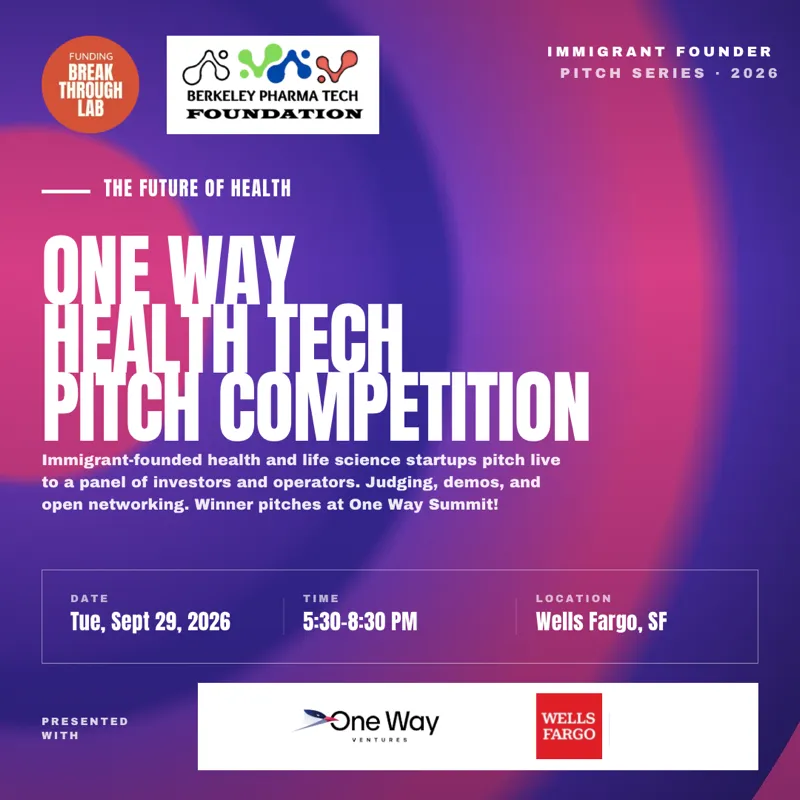Event flyer: One Way Health Tech Pitch Competition, San Francisco, September 29, 2026